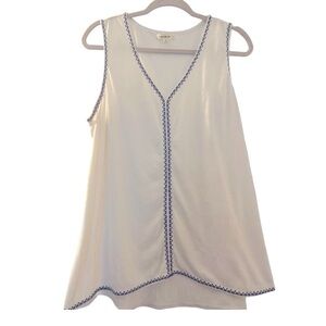 MAX STUDIO top, sleeveless, size Large, full cut, embroidered trim. Rayon blend.